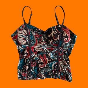 00's vintage boho print fairy y2k spaghetti strap tank top LARGE XL my Michelle